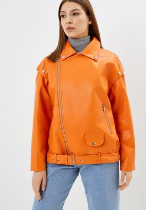 Куртка кожаная Goldrai. Цвет: оранжевый