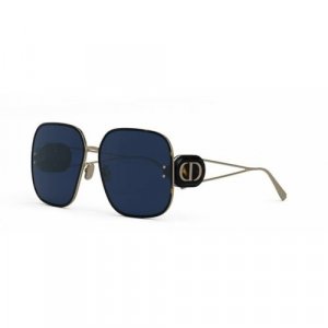 Солнцезащитные очки , коричневый, синий Dior. Цвет: золотистый/синий/коричневый