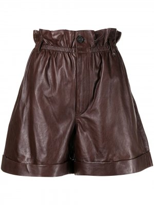 Кожаные шорты с присборенной талией Polo Ralph Lauren. Цвет: коричневый