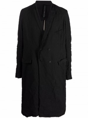 Двубортное пальто с жатым эффектом Poème Bohémien. Цвет: черный