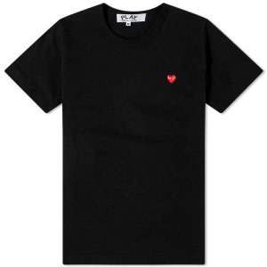 Футболка Comme des Garçons Play Women's Small Red Heart Logo Tee. Цвет: черный