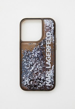 Чехол для iPhone Karl Lagerfeld 14 Pro с жидкими блестками. Цвет: коричневый