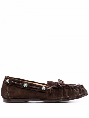 Stud-embellished suede loafers Sartore. Цвет: коричневый