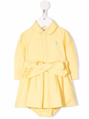 Платье-рубашка с вышитым логотипом Ralph Lauren Kids. Цвет: желтый