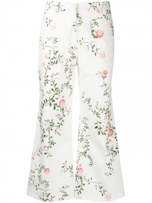 Укороченные брюки с цветочным принтом Giambattista Valli. Цвет: белый