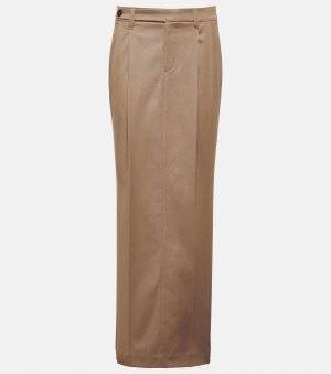 Плиссированная юбка макси с заниженной талией из смесового хлопка , бежевый Brunello Cucinelli