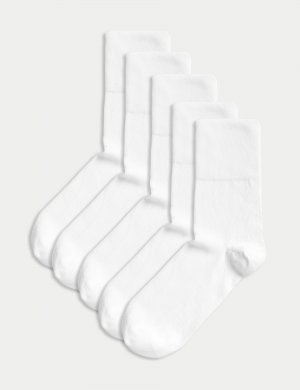 5 пар носков до щиколотки с высоким содержанием хлопка , белый Marks & Spencer