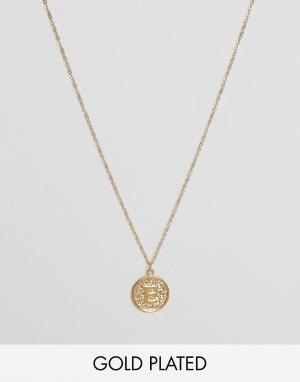 Ожерелье с инициалом Е на подвеске Ottoman Hands. Цвет: золотой