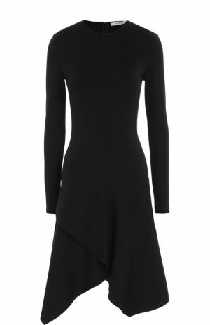 Приталенное платье асимметричного кроя с длинным рукавом Givenchy. Цвет: черный