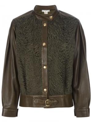 Пиджак с замшевой вставкой Céline Vintage. Цвет: зелёный