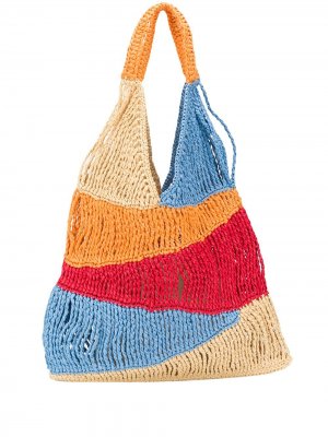 Плетеная сумка-тоут в стиле колор-блок M Missoni. Цвет: оранжевый