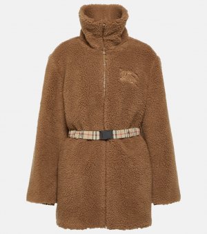 Пальто с вышивкой из смесовой шерсти BURBERRY, коричневый Burberry