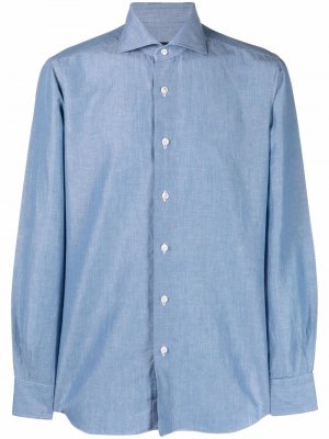 Long-sleeve poplin shirt Barba. Цвет: синий
