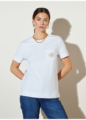 Белая женская футболка с круглым вырезом Brooks Brothers