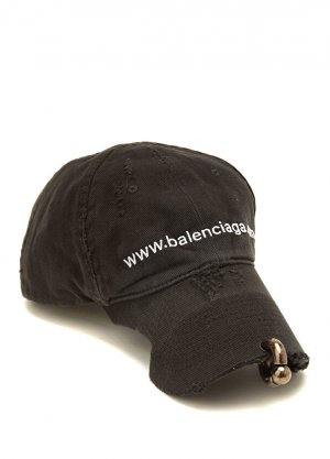 Черная женская шляпа с вышитым логотипом Balenciaga