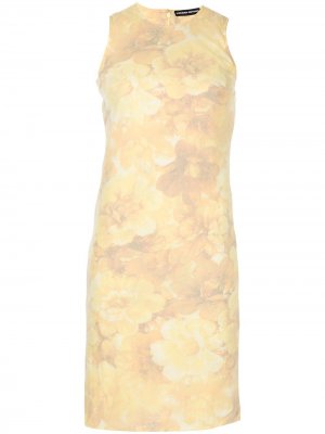 Платье миди с цветочным принтом Kwaidan Editions. Цвет: желтый