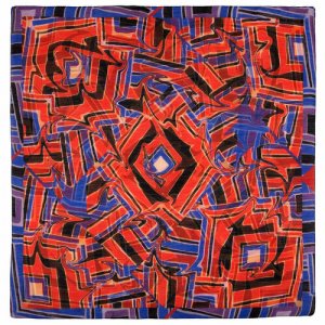 Платок ,115х115 см, красный, фиолетовый Павловопосадская платочная мануфактура. Цвет: синий/красный/фиолетовый