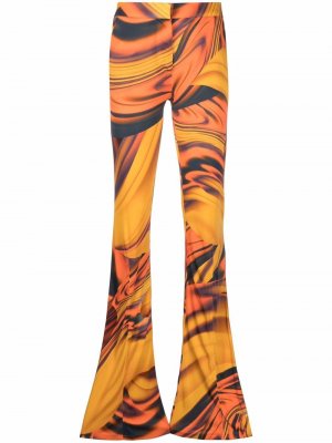 Расклешенные брюки с абстрактным принтом The Attico. Цвет: оранжевый
