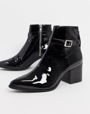 Черные лакированные ботинки челси с острым носом -Черный ASOS DESIGN