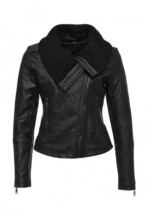 Куртка кожаная B.Style. Цвет: черный
