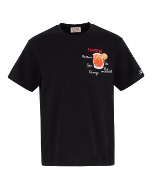 Хлопковая футболка MC2 Saint Barth. Цвет: черный+оранжевый