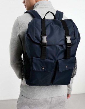 Темно-синий рюкзак с множеством карманов DESIGN Asos