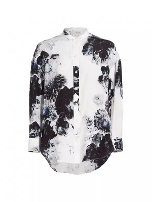 Шелковая рубашка Chiaroscuro с рукавами-коконами Alexander Mcqueen, цвет ink McQueen
