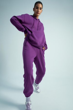 Низ спортивного костюма Jogger с кружевной талией , фиолетовый DeFacto
