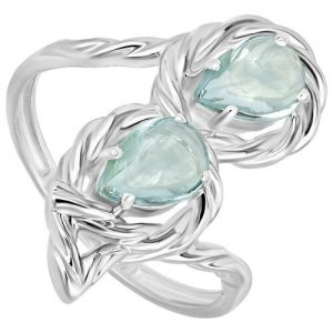 Серебряное кольцо с натуральным аквамарином - размер 16,5 LAZURIT-ONLINE. Цвет: голубой