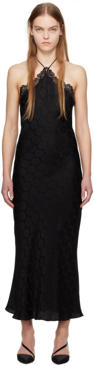 Черное платье-макси с цветочным принтом Stella Mccartney