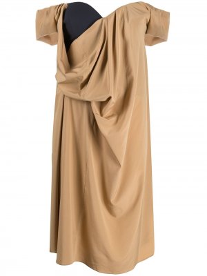Платье с открытыми плечами Chalayan. Цвет: коричневый