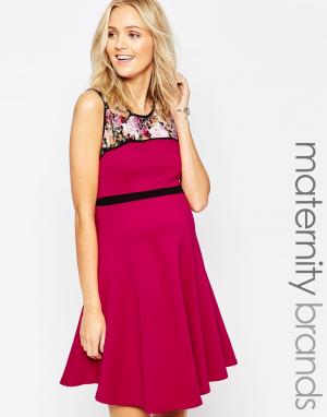 Короткое приталенное платье для беременных с цветочным принтом Ma Ripe. Цвет: розовый