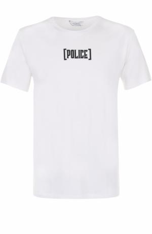 Хлопковая футболка с контрастной надписью Elevenparis. Цвет: белый