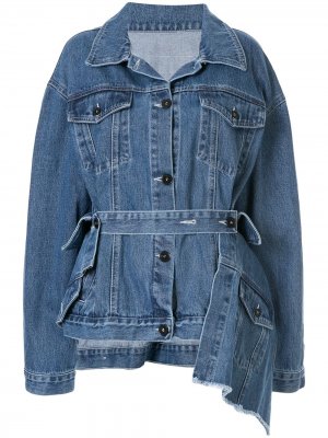 Джинсовая куртка с поясом Ruban. Цвет: синий