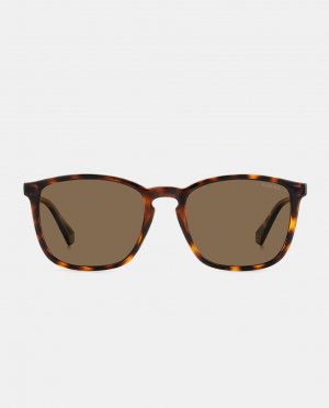 Прямоугольные мужские солнцезащитные очки гаванского цвета с поляризационными линзами , коричневый Polaroid Originals