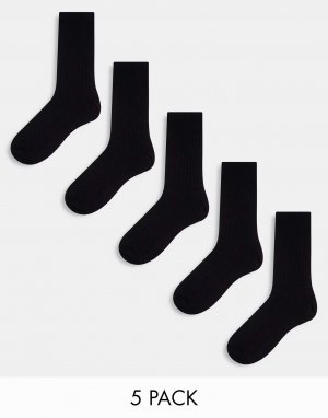 5 пар носков в рубчик черного цвета Weekday