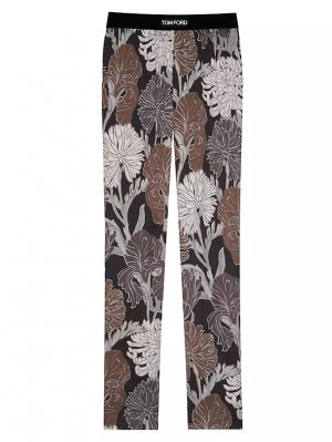 Шелковые пижамные брюки с цветочным принтом , цвет slate Tom Ford