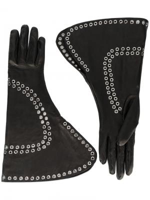 Декорированные перчатки с отворотом Alexander McQueen. Цвет: чёрный