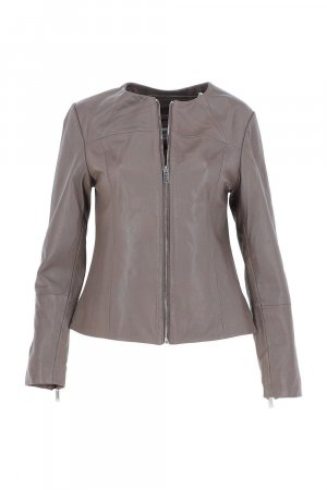 Модная куртка без воротника из натуральной кожи 'Francesca' , серый Ashwood Leather