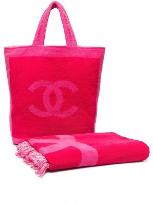 Комплект из пляжной сумки и полотенца Chanel Pre-Owned. Цвет: розовый