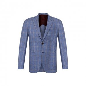 Пиджак из смеси шерсти и хлопка Luciano Barbera. Цвет: голубой