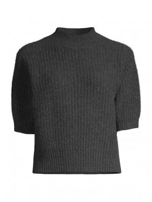 Кашемировый свитер с воротником в рубчик , цвет charcoal heather White + Warren