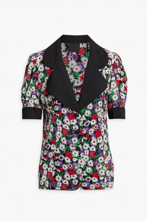 Рубашка из шелкового крепа с цветочным принтом ANNA SUI, разноцветный Sui