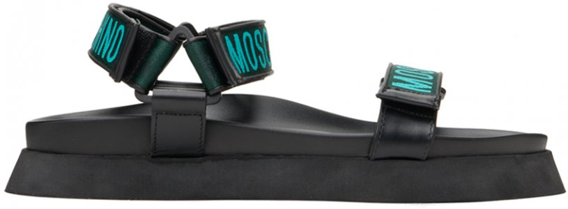Черные сандалии с логотипом , цвет Black Moschino