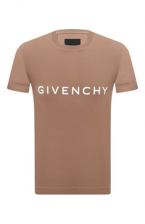 Хлопковая футболка Givenchy. Цвет: бежевый