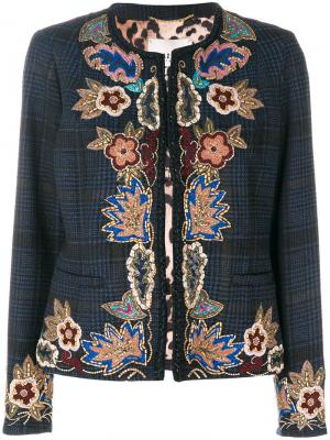 Пиджак с вышивкой Bazar Deluxe. Цвет: синий