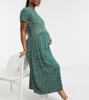 Свободное платье миди с пятнистым принтом Wednesdays Girl Maternity-Зеленый цвет Wednesday's Maternity
