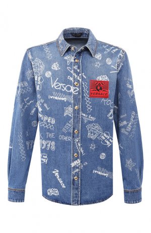 Джинсовая рубашка Versace. Цвет: темно-синий