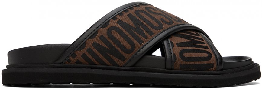 Коричневые сандалии с логотипом Moschino