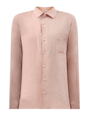 Свободная рубашка из льна с накладным карманом CORTIGIANI. Цвет: розовый